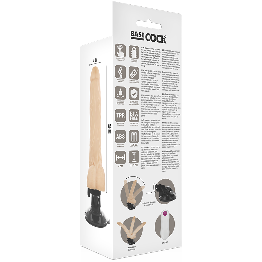 Basecock Vibrador Realista Articulable Con Control Remoto 18.5 Cm – Diseño Ergonómico Para Placer Personalizado