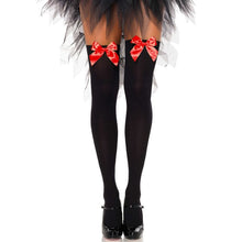 Comprar Leg Avenue Medias Altas Negras Con Lacito Rojo Talla Única – Diseño Elegante Para Estilo Atractivo-Noxtic