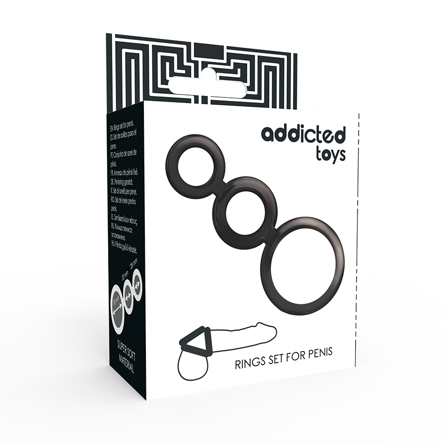 ADDICTED TOYS - PENIS AND TESTICLE RING SET - SMOKED
