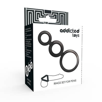 ADDICTED TOYS - PENIS AND TESTICLE RING SET - SMOKED