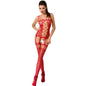 Comprar PASSION Bodystocking Rojo Talla Única – Diseño Floral Sexy Con Transparencias Elegantes-Noxtic