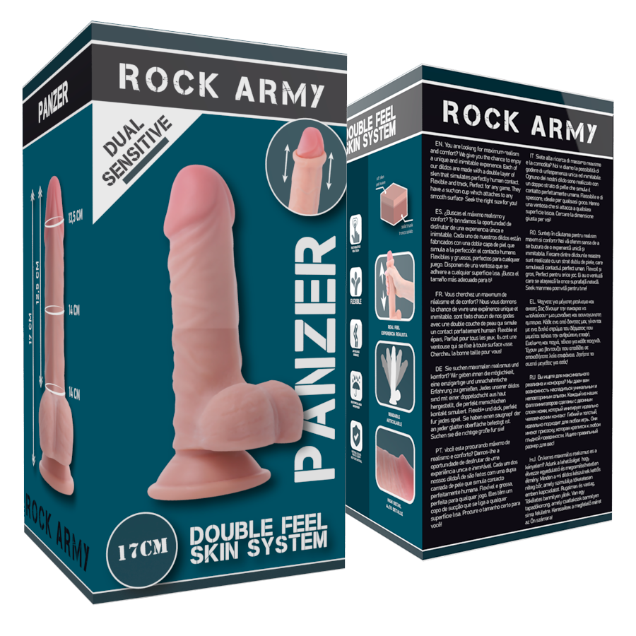 Comprar ROCKARMY Dildo Dual Density Panzer 17 CM – Diseño Realista Con Base De Ventosa Para Experiencia Placentera-Noxtic
