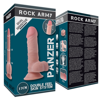 Dildo ROCKARMY a doppia densità Panzer 17 cm – Design realistico con base a ventosa per un'esperienza piacevole