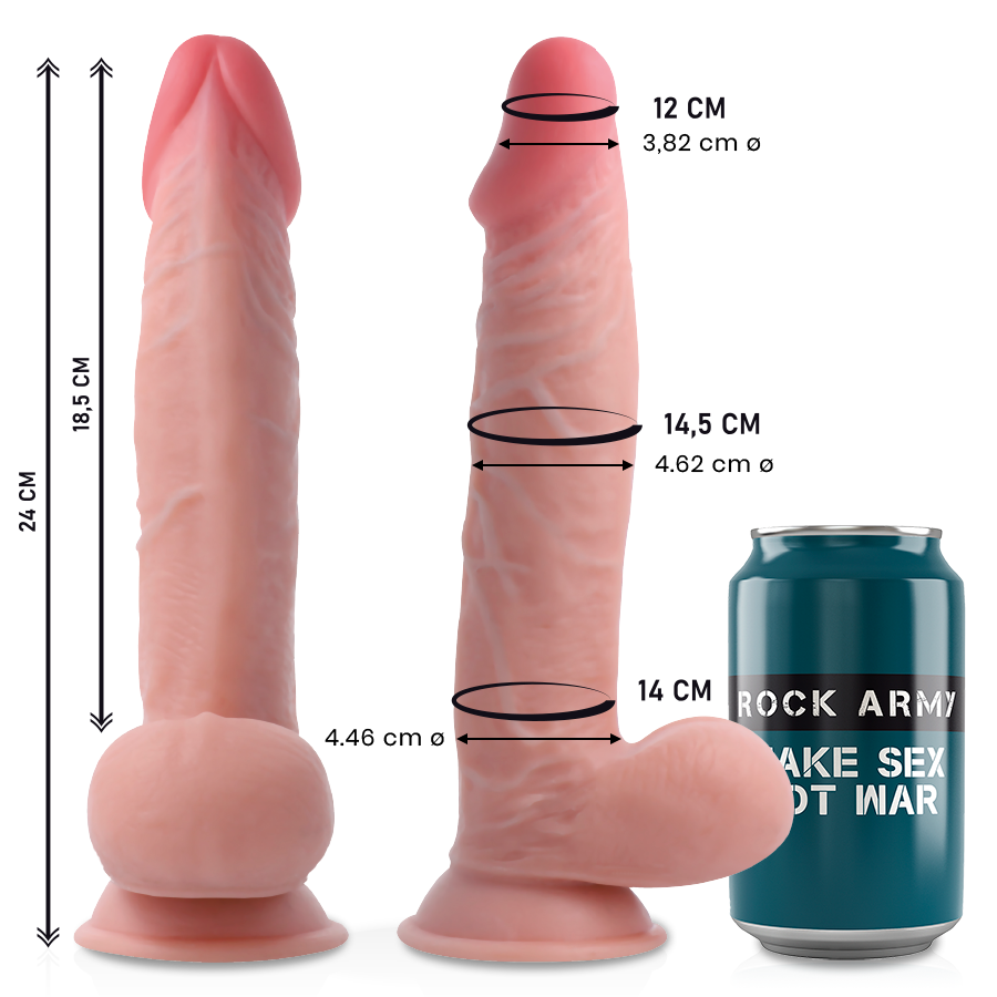 Dildo realistico ROCKARMY Sherman a doppia densità 24 cm – Esperienza realistica con base a ventosa