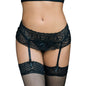 Comprar QUEEN LINGERIE Ligueros Y Tanga Diseño Floral Negro L XL – Elegancia Y Comodidad Para Realzar Tu Silueta-Noxtic
