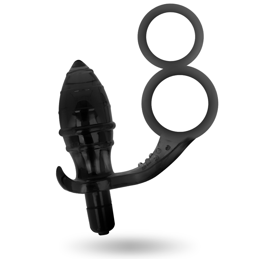 ADDICATED TOYS Plug Anal Con Anilla Doble Negro – Estimulación Con Diseño Innovador Para Placer Único