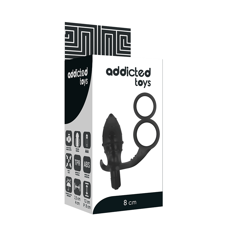 ADDICATED TOYS Plug Anal Con Anilla Doble Negro – Estimulación Con Diseño Innovador Para Placer Único