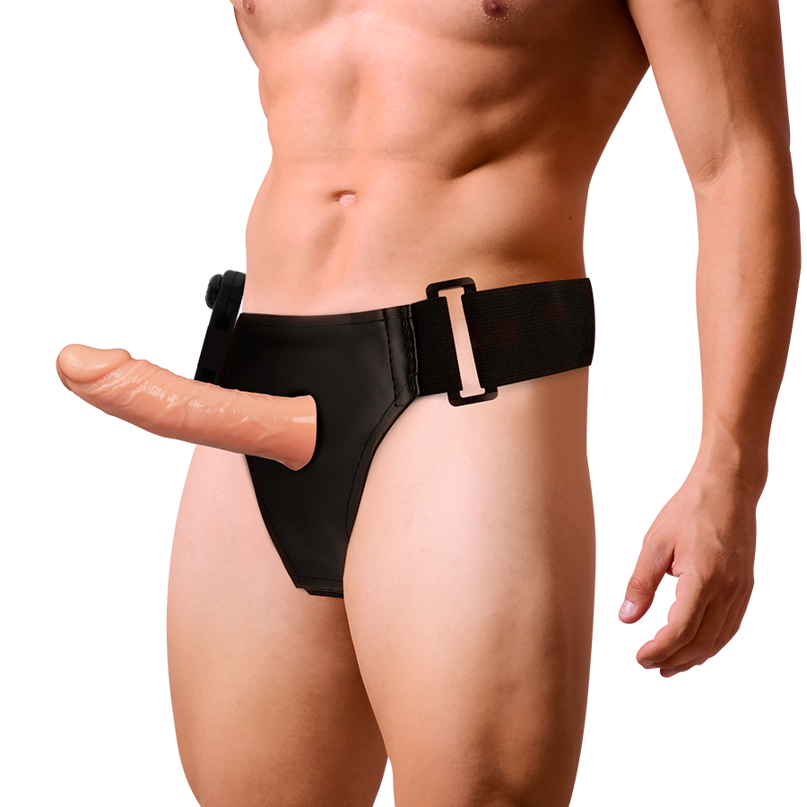 HARNESS ATTRACTION - BENNY HOLLOW HARNESS WITH VIBRATOR 15 CM -OR- 4.5 CM
