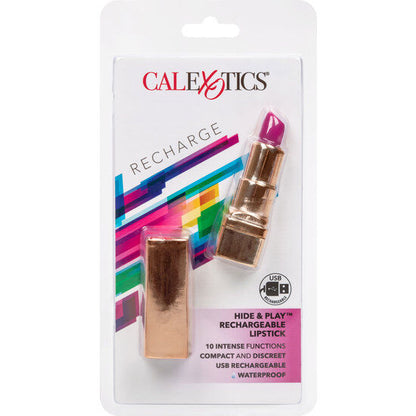 CALEXOTICS Bala Pintalabios Recargable Hide & Play Lila – Juguete Discreto Con Diseño Elegante Para Placer Personal