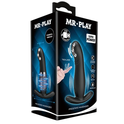 MR PLAY Massaggiatore Ricaricabile Nero – Design Elegante per il Piacere Intimo