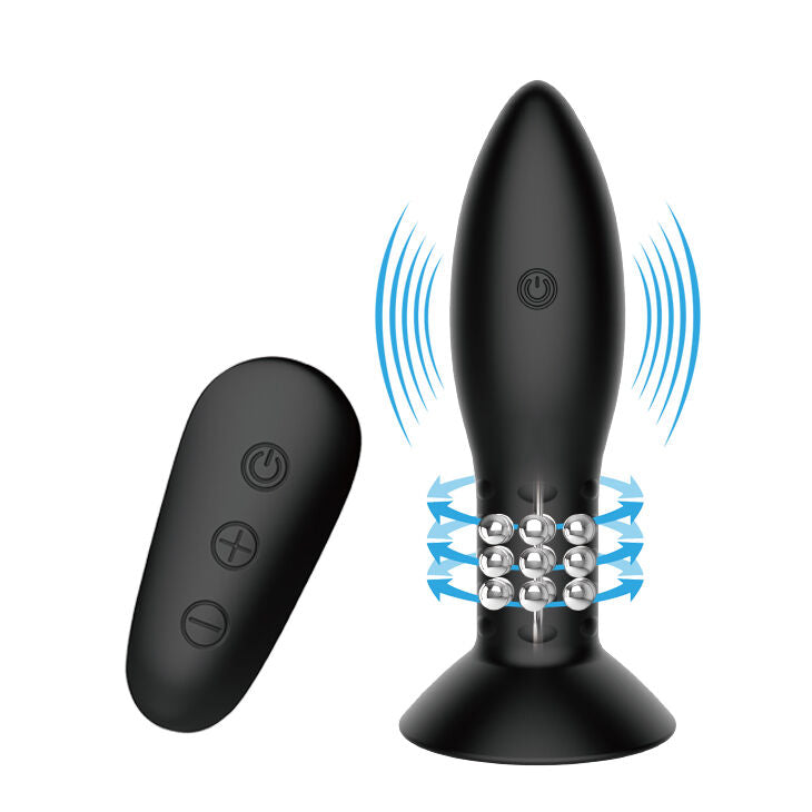 MR PLAY - PLUG WITH ROTATING BALLS BLACK REMOTE CONTROL