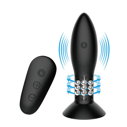 MR PLAY - PLUG WITH ROTATING BALLS BLACK REMOTE CONTROL
