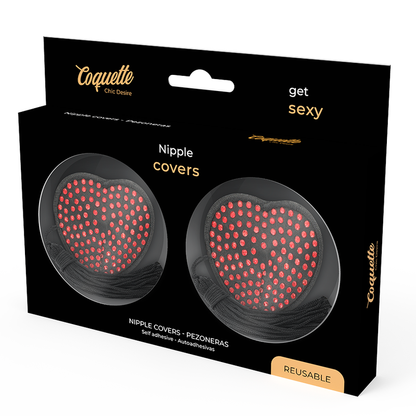Comprar Coquette Chic Desire Cubre Pezones Rojo Negro – Fáciles De Usar Con Cinta Autoadhesiva-Noxtic