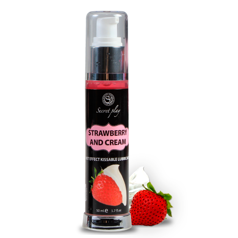 SECRETPLAY Lubrificante Riscaldante 2 in 1 Fragola e Panna 50 ml – Lubrificante Senza Zucchero con Aroma Gradevole