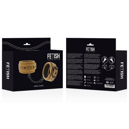 FETISH SUBMISSIVE ORIGIN - VEGAN LEATHER ANKLE HANDCUFFS WITH NEOPRENE LINING
