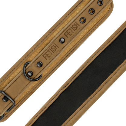 FETISH SUBMISSIVE ORIGIN - VEGAN LEATHER ANKLE HANDCUFFS WITH NEOPRENE LINING