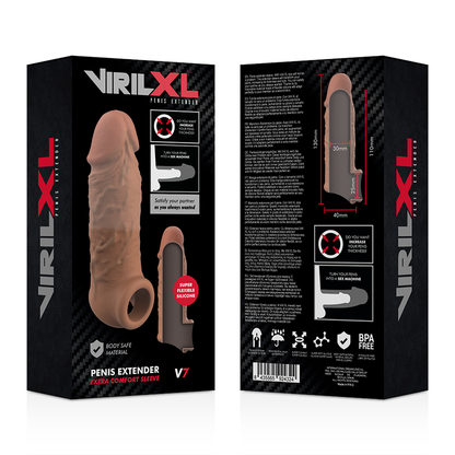 Comprar VIRILXL Extensión Liquid Silicone V7 Marrón – Funda Para Aumentar Grosor Y Intensificar Placer-Noxtic