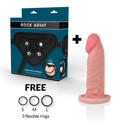 ROCKARMY Arnés Con Dildo Realista De Doble Densidad 14 Cm – Diseño Ergonómico Para Placer Personalizado