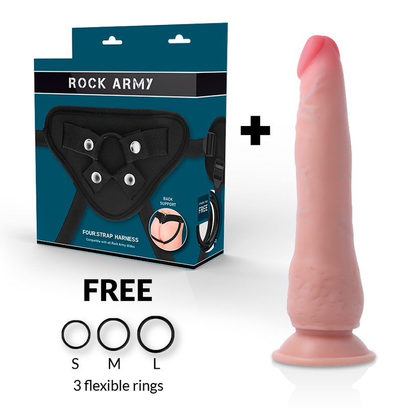 ROCKARMY Arnés Con Dildo Realista 21.5 Cm – Diseño Dual Density Para Placer Óptimo