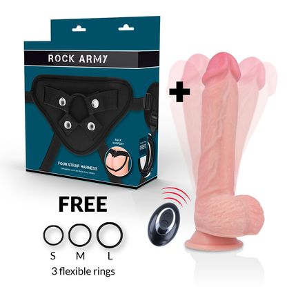 ROCKARMY - HARNESS + LIQUID SILICONE VIBRATOR REMOTE CONTROL PREMIUM APACHE 20.5 CM -OR- 4.62 CM