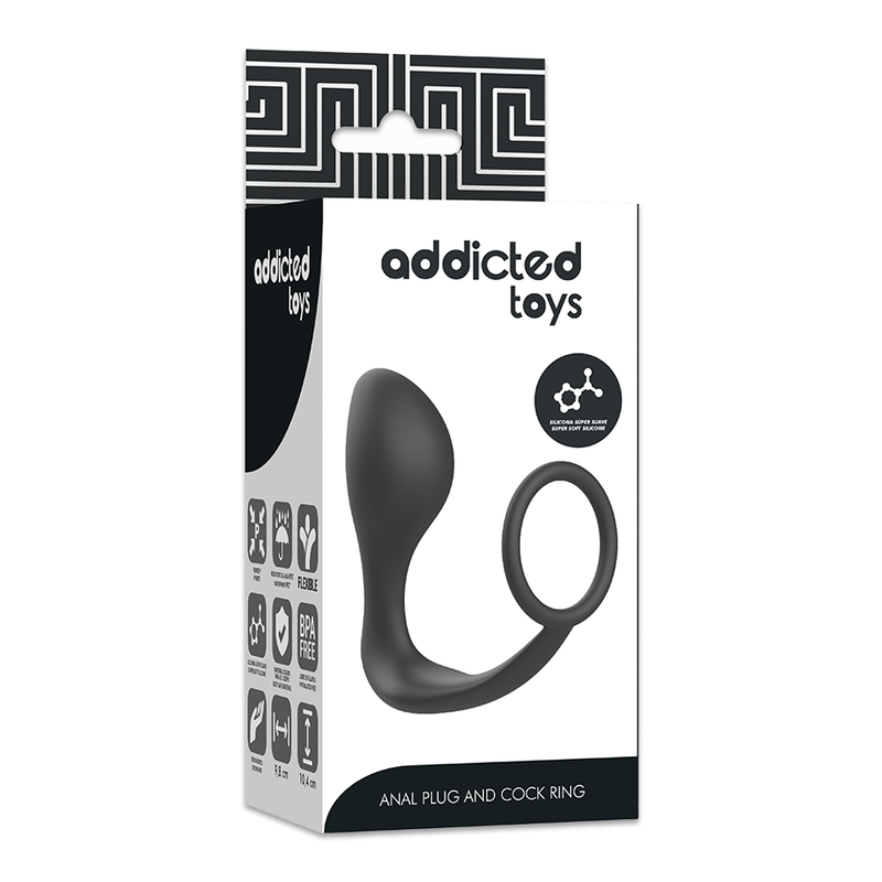 ADDICTED TOYS Plug Anal Con Anillo Negro – Estimulador Con Diseño Ergonómico Para Placer Intenso