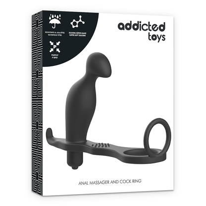 ADDICTED TOYS Plug Anal Con Anillo Silicone Negro 12 CM – Diseño Innovador Para Estimulación Confortable